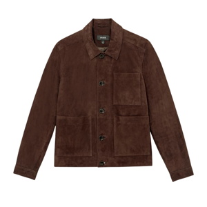 REISS Wilstead Suede Button-Through Trucker Jacket